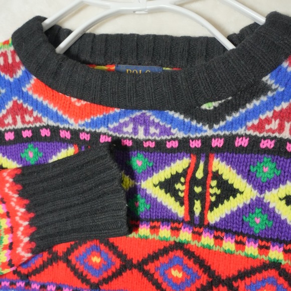 Polo‎ Ralph Lauren Sweater Women's Size Large Knit Wool Cashmere Fair Isle L/S - Picture 1 of 8